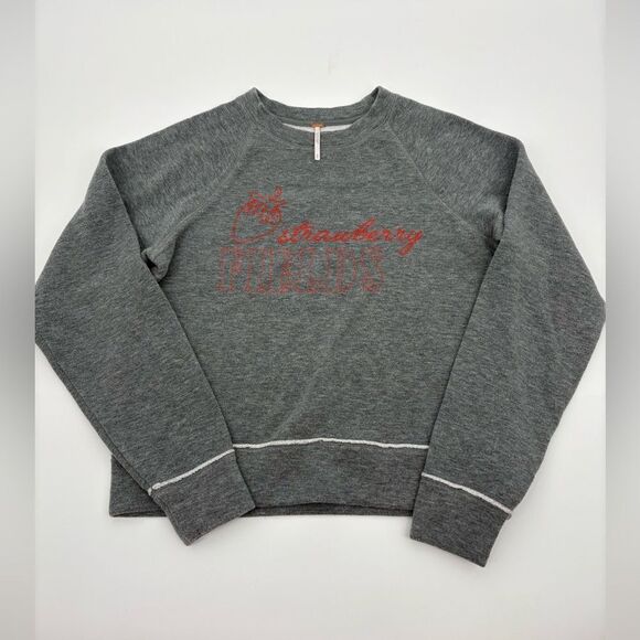 Free people | Gray Women's crew neck sweatshirt with Strawberry fields | small - Picture 7 of 9